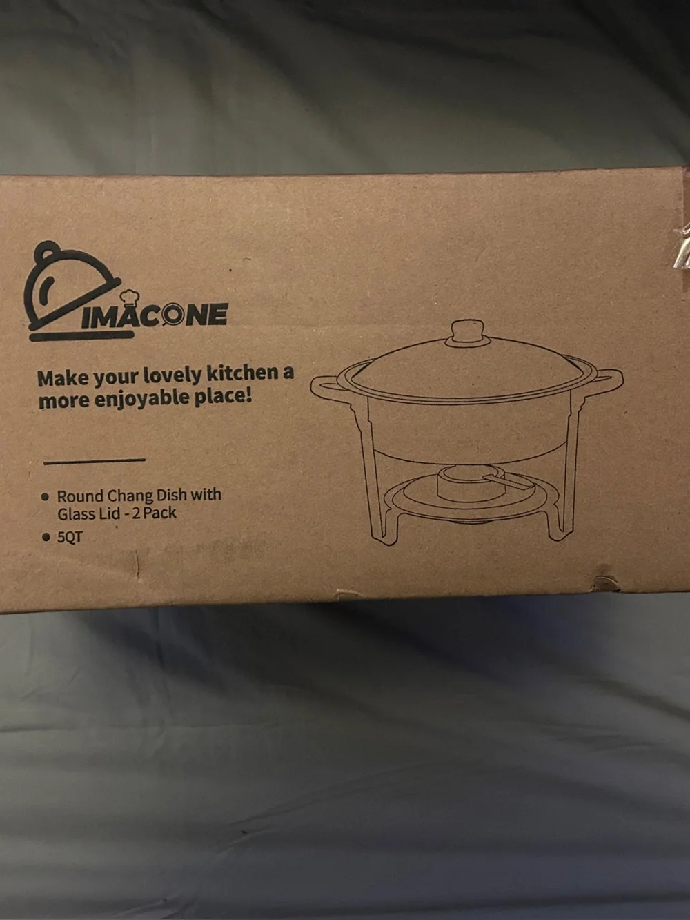 Imacone Round Chafing Dish with Glass Lid - Brown Kraft - 2 Pack